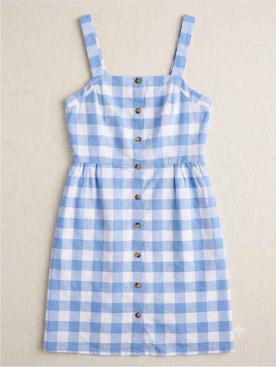 J. Crew Dresses & Skirts - J.Crew Gingham Button Front Linen Cotton Sundress Blue White 4